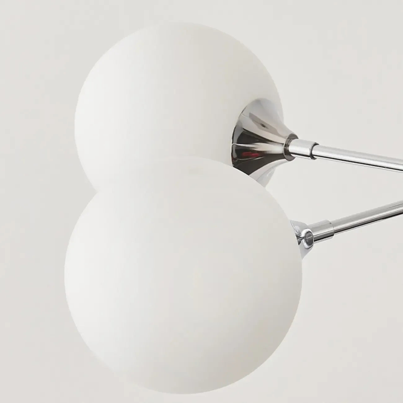 Modern Silver Sputnik Chandelier with White Globe Glass
