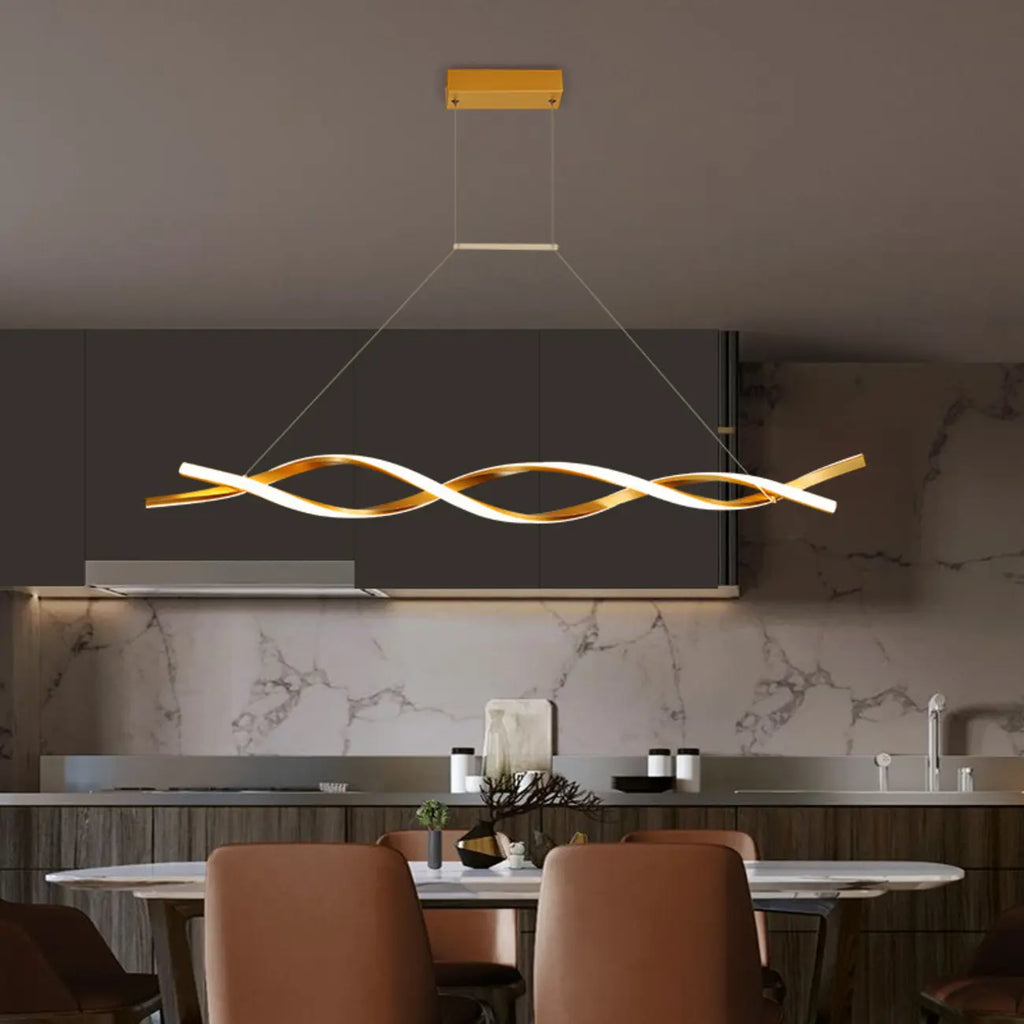 Modern Metal Linear LED Island Pendant Light for Kitchen