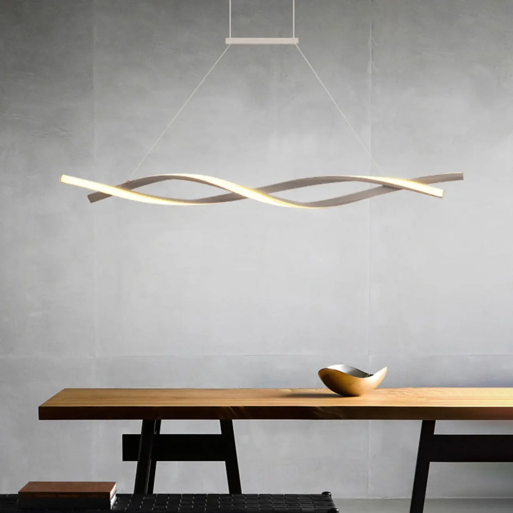 Modern Metal Linear LED Island Pendant Light for Kitchen