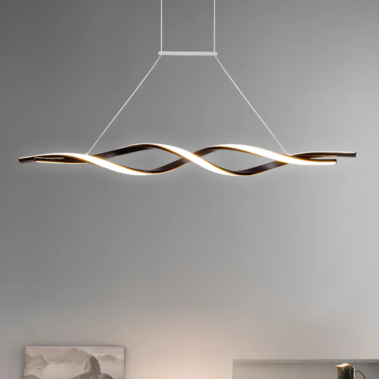 Modern Metal Linear LED Island Pendant Light for Kitchen