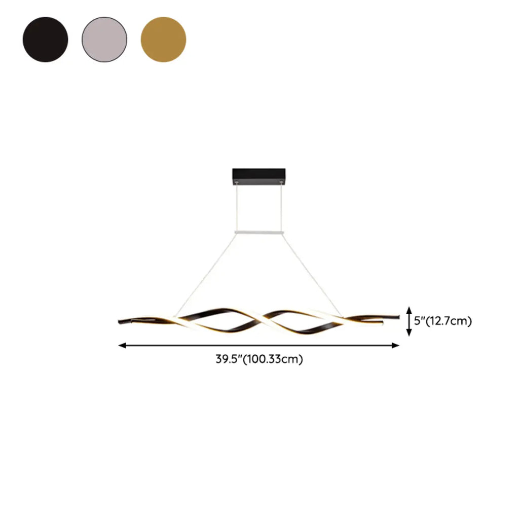 Modern Metal Linear LED Island Pendant Light for Kitchen