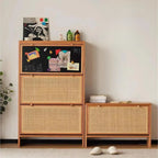 Boho Solid Wood Tipping Shoe Cabinet in Brown