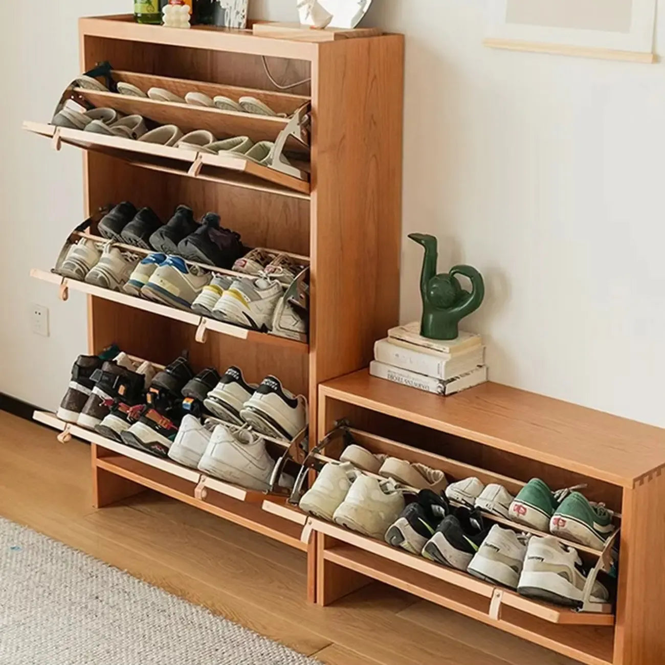 Boho Solid Wood Tipping Shoe Cabinet in Brown