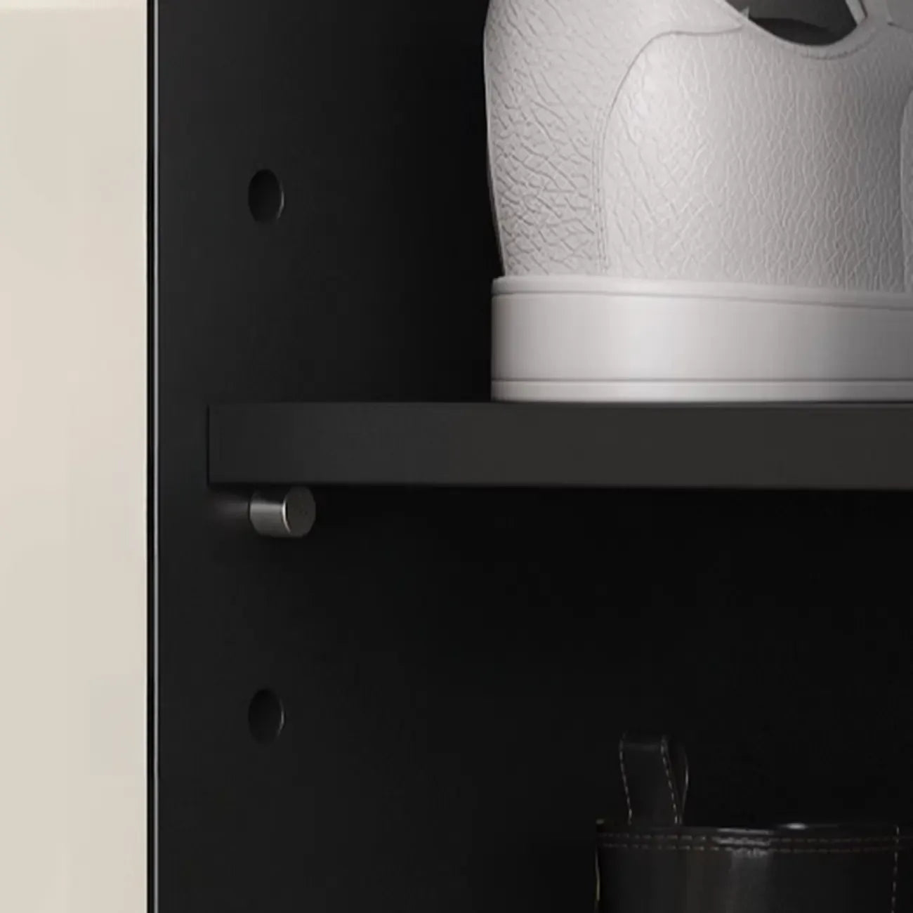 Black Metal Shoe Cabinet with Adjustable Shelves