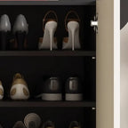 Black Metal Shoe Cabinet with Adjustable Shelves