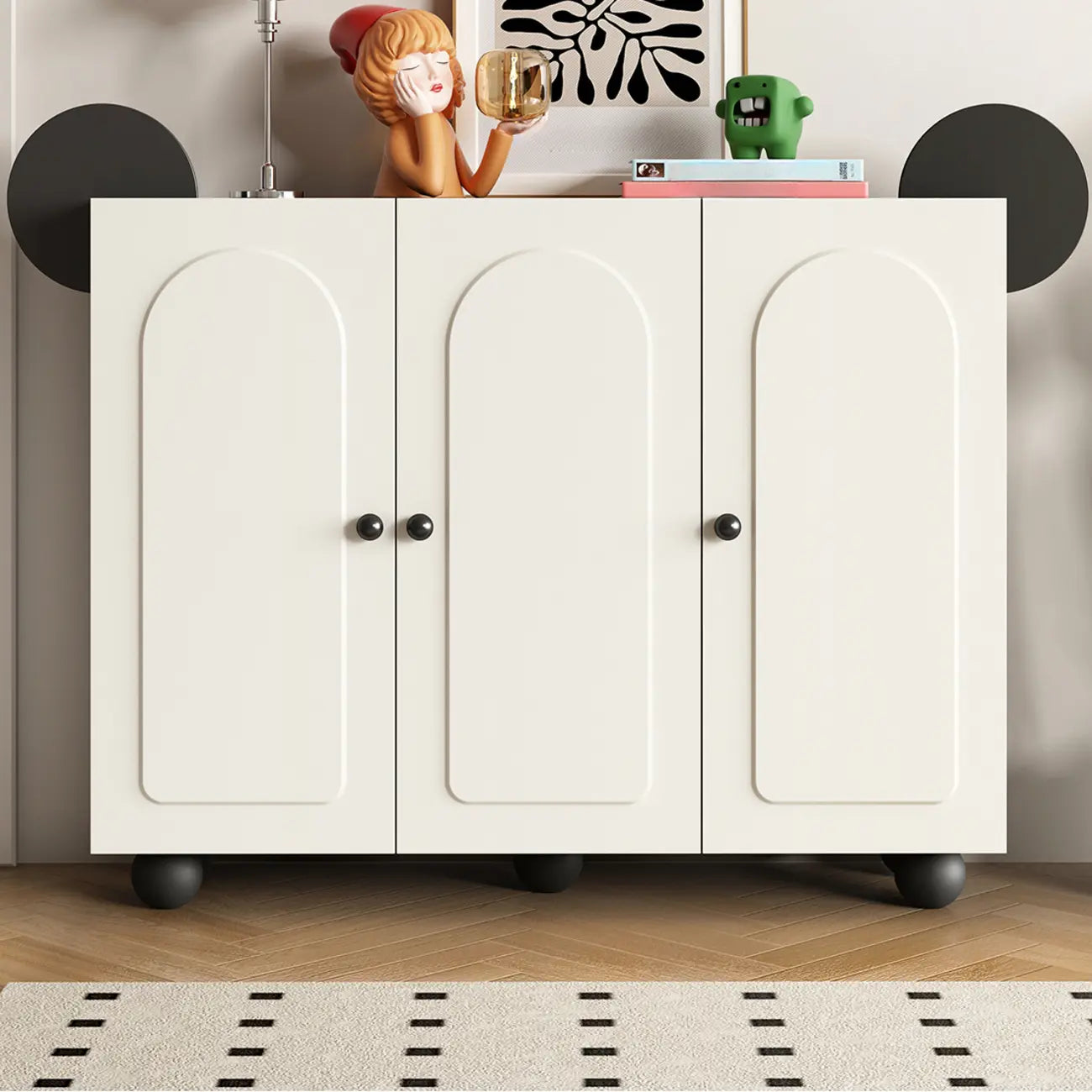 Black Metal Shoe Cabinet with Adjustable Shelves