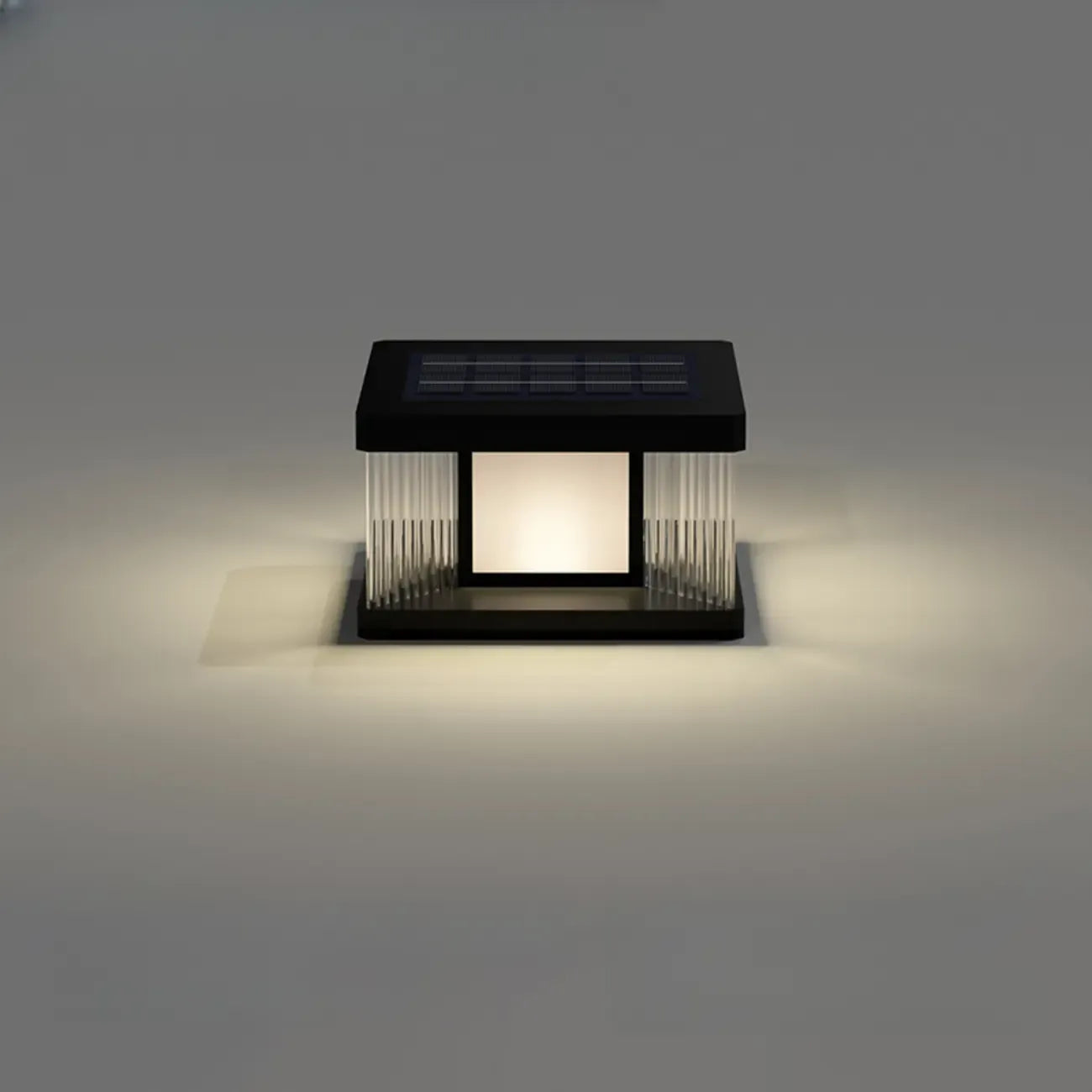 Modern Rectangle Black Solar Outdoor Post Lights