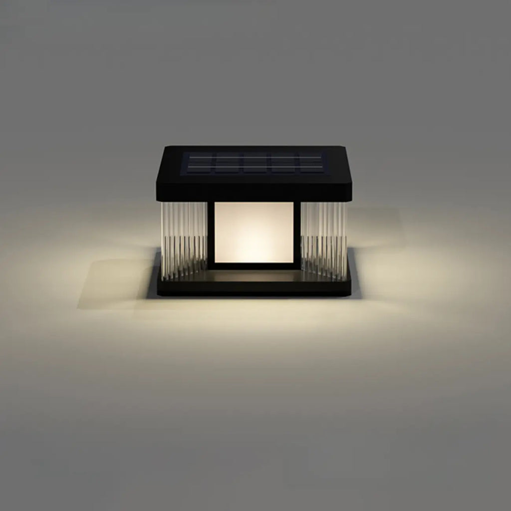 Modern Rectangle Black Solar Outdoor Post Lights