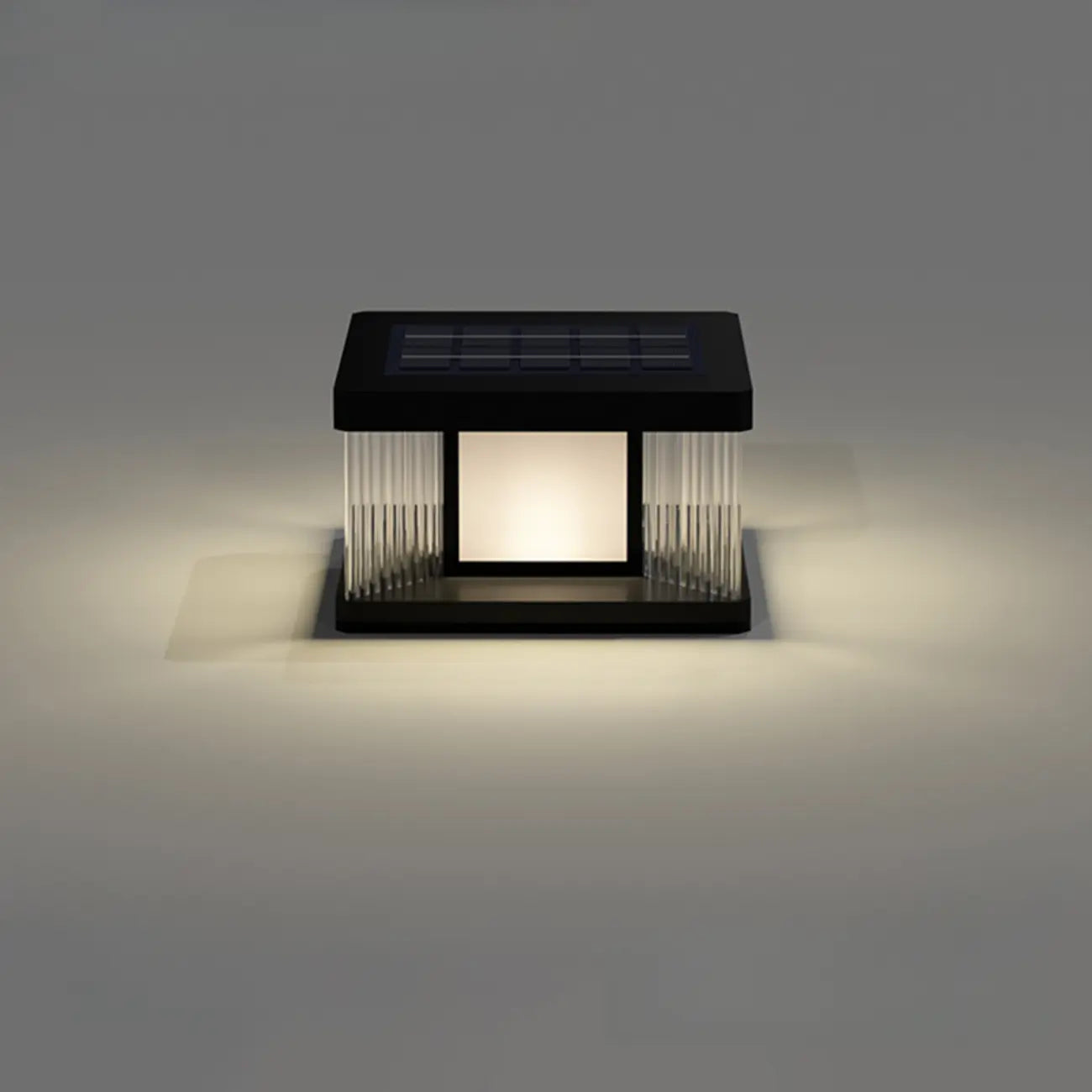Modern Rectangle Black Solar Outdoor Post Lights