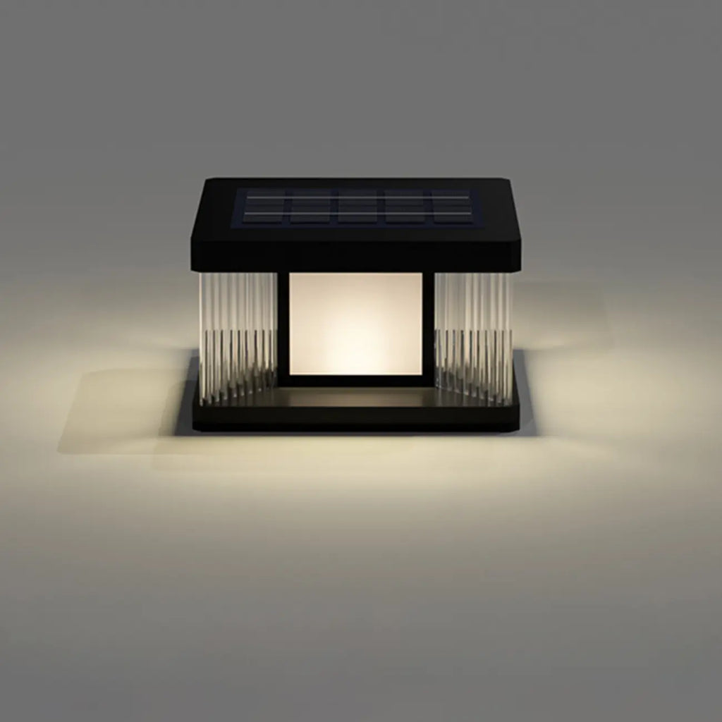 Modern Rectangle Black Solar Outdoor Post Lights