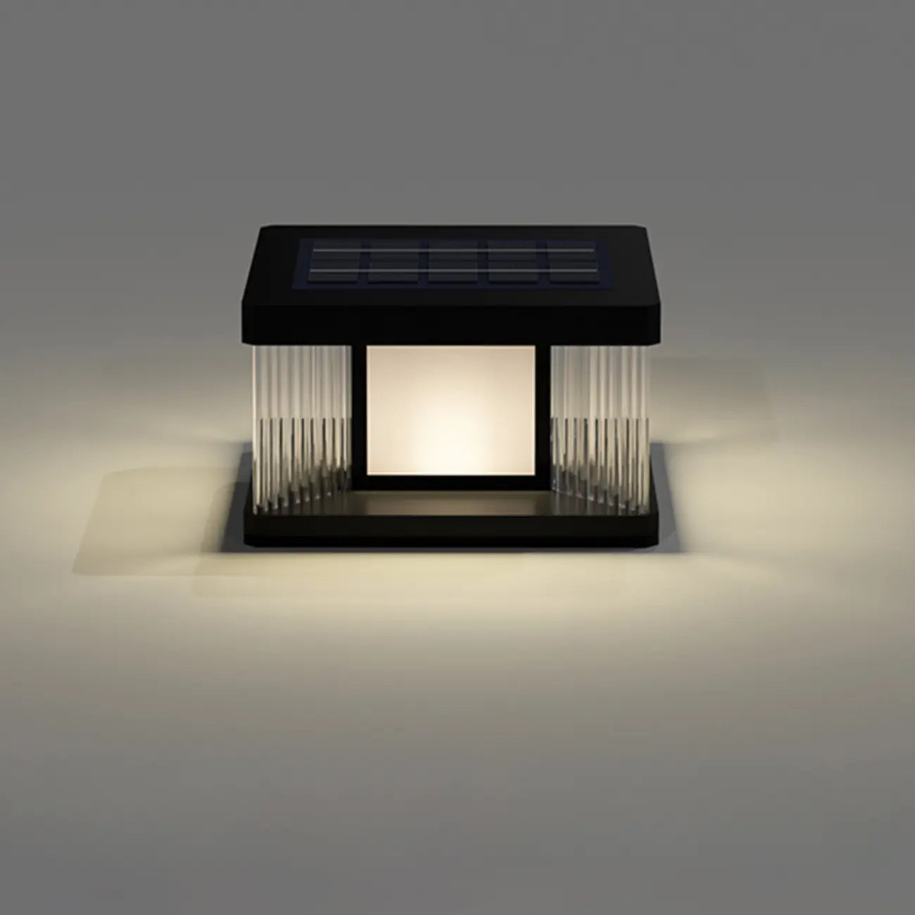 Modern Rectangle Black Solar Outdoor Post Lights