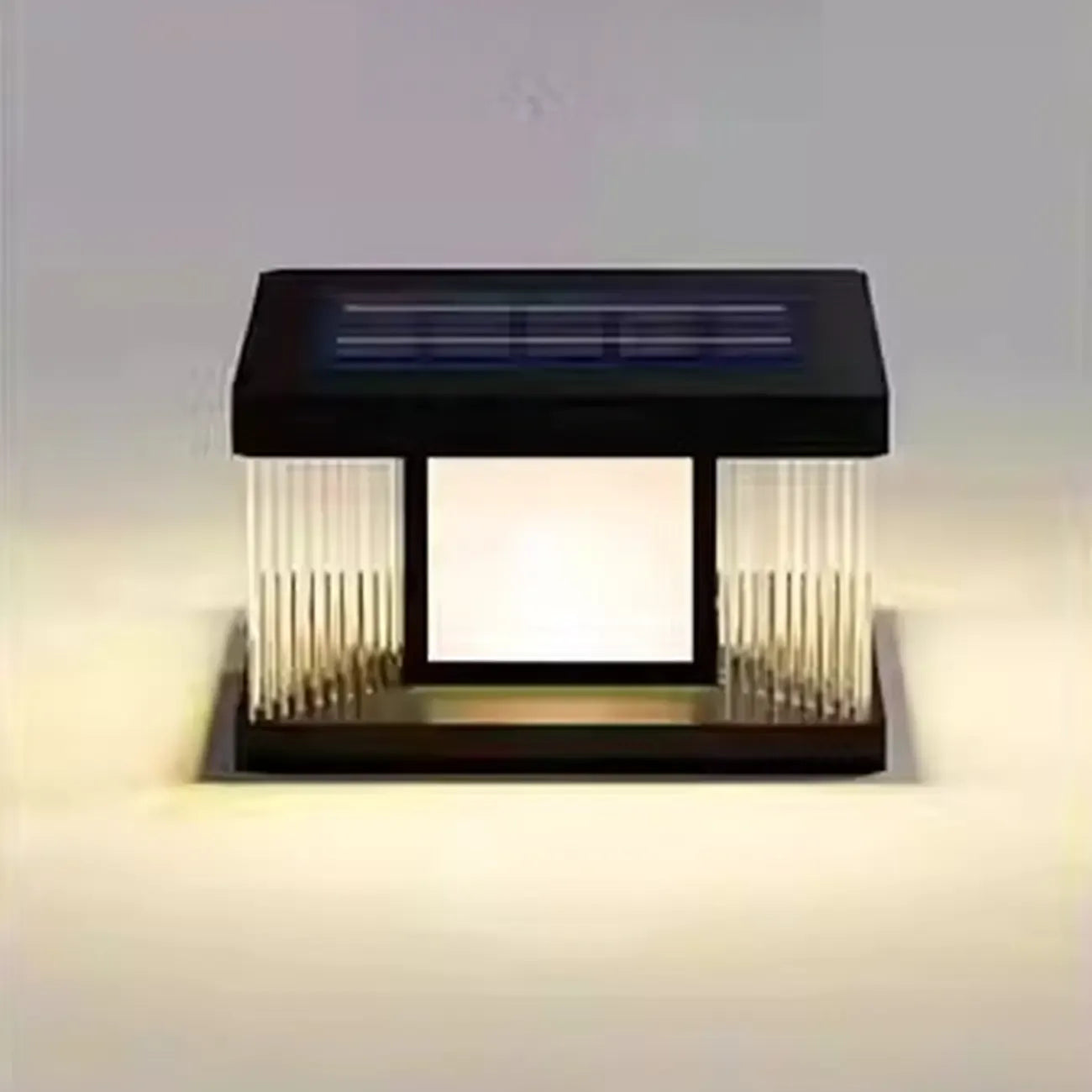 Modern Rectangle Black Solar Outdoor Post Lights