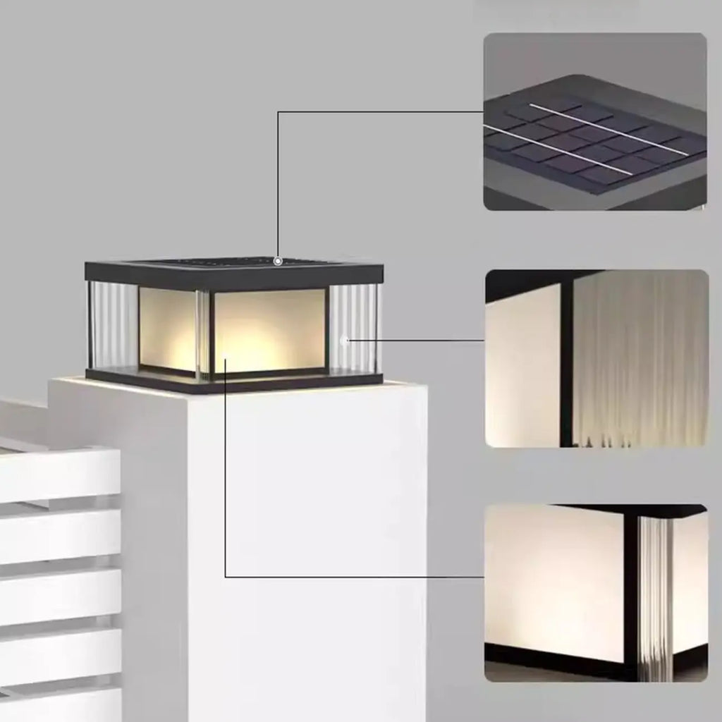 Modern Rectangle Black Solar Outdoor Post Lights