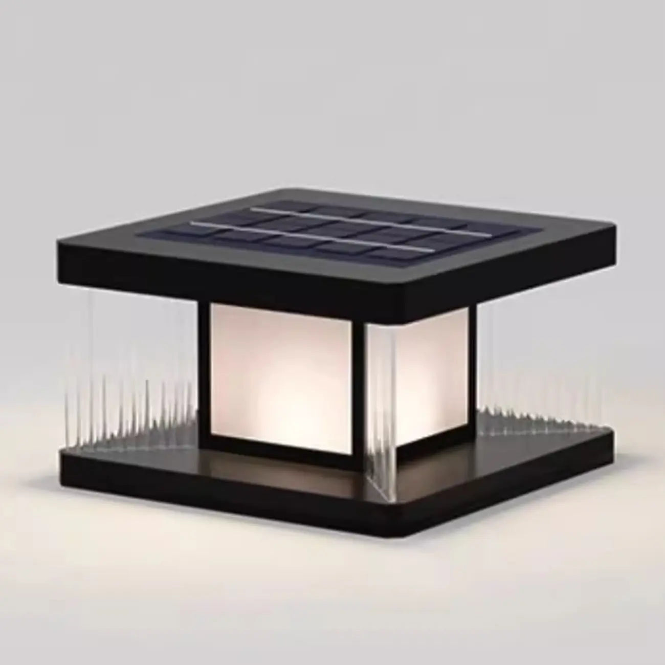 Modern Rectangle Black Solar Outdoor Post Lights