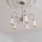 Vintage Chrome Classic White Ceramic Chandelier