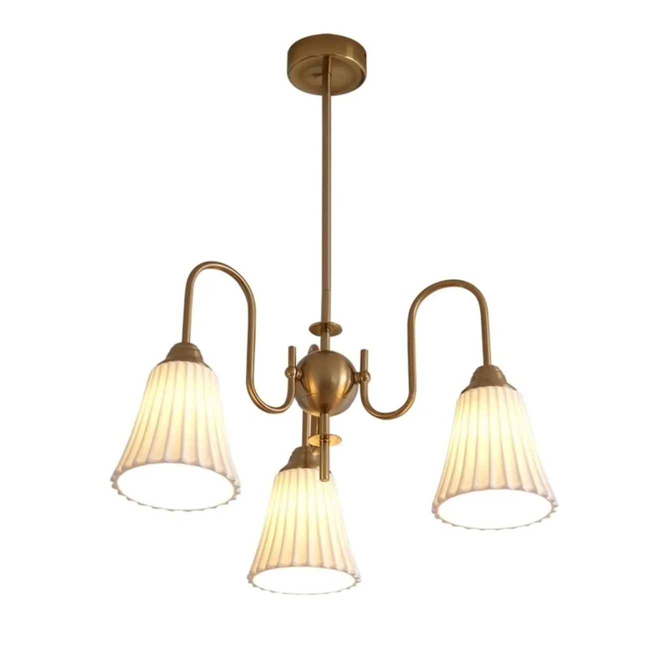 Vintage Chrome Classic White Ceramic Chandelier