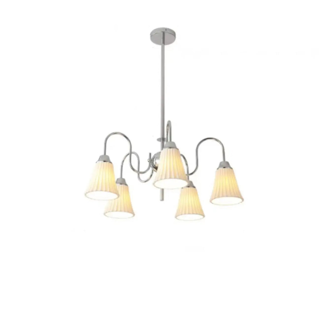 Vintage Chrome Classic White Ceramic Chandelier