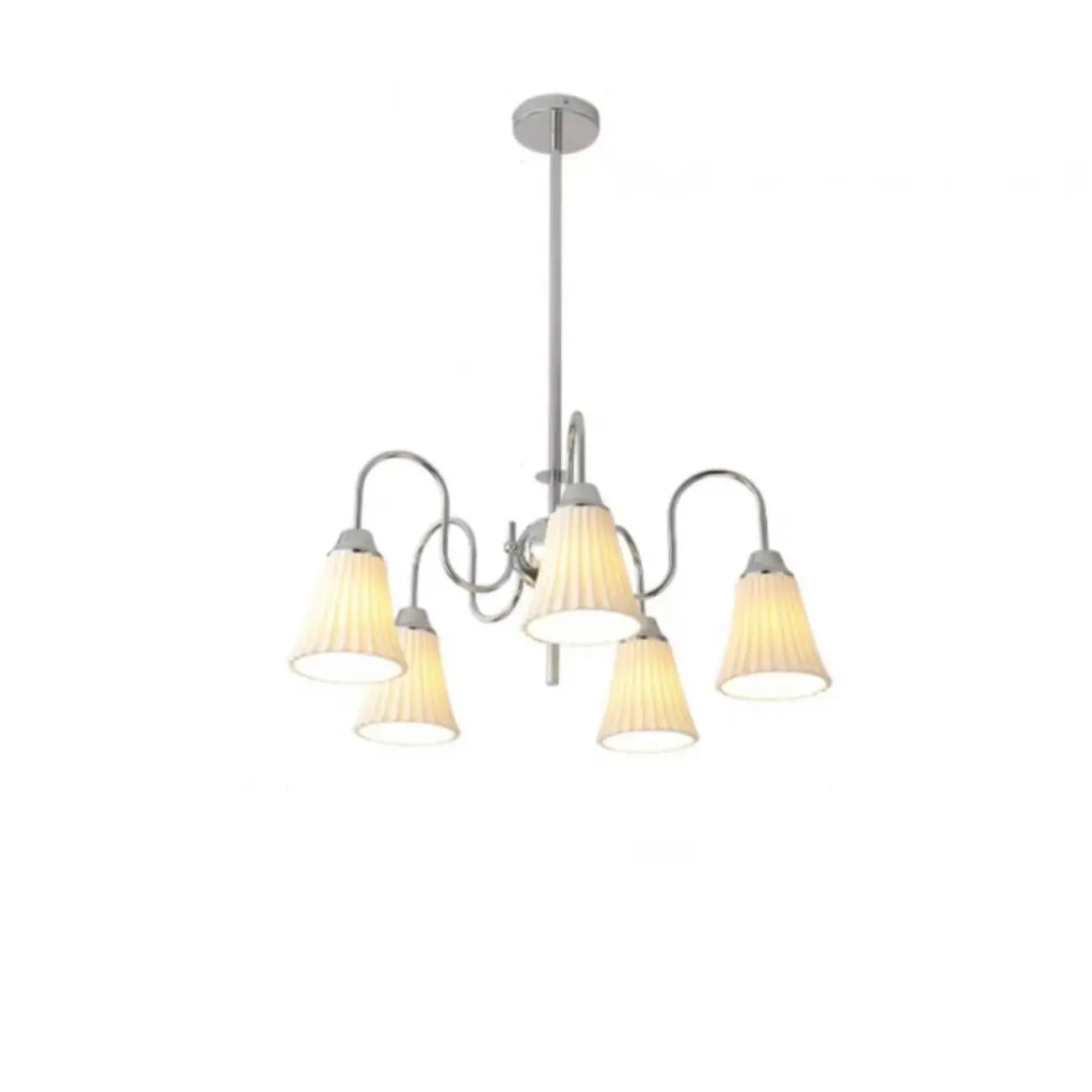 Vintage Chrome Classic White Ceramic Chandelier