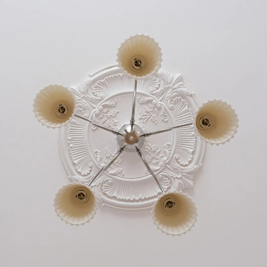 Vintage Chrome Classic White Ceramic Chandelier