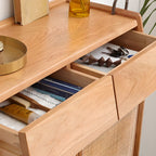 Boho Solid Wood Shoe Cabinet Woven Door