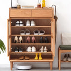 Boho Solid Wood Shoe Cabinet Woven Door