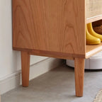 Boho Solid Wood Shoe Cabinet Woven Door