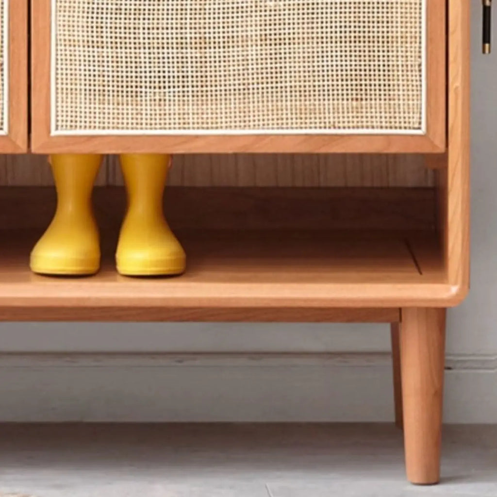 Boho Solid Wood Shoe Cabinet Woven Door