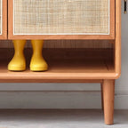 Boho Solid Wood Shoe Cabinet Woven Door