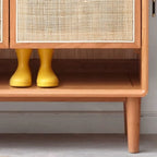 Boho Solid Wood Shoe Cabinet Woven Door