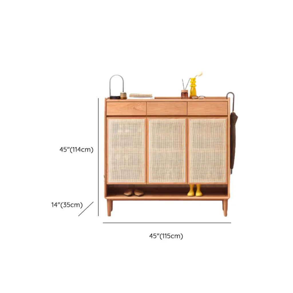 Boho Solid Wood Shoe Cabinet Woven Door