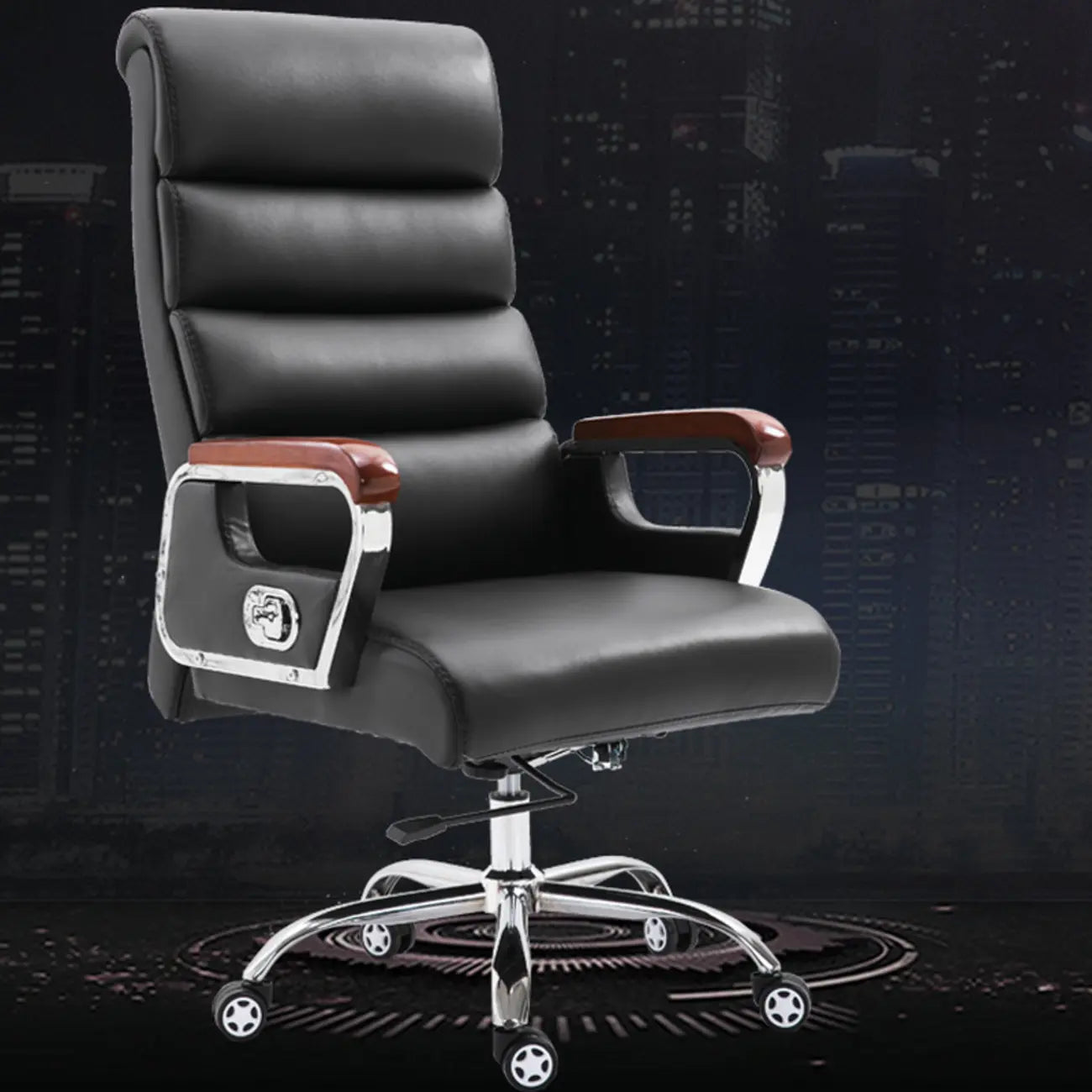 Black Leather Tilt Swivel Office Chair