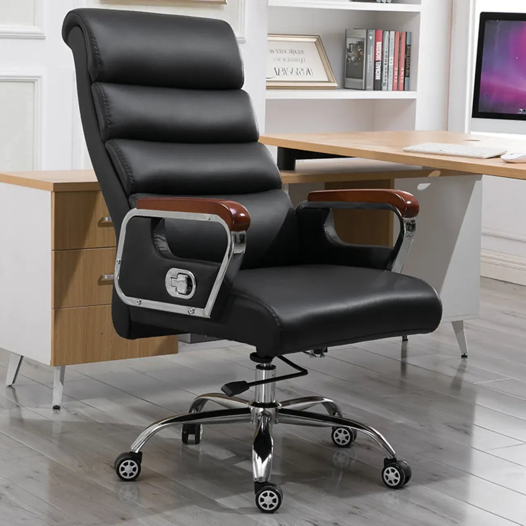 Black Leather Tilt Swivel Office Chair