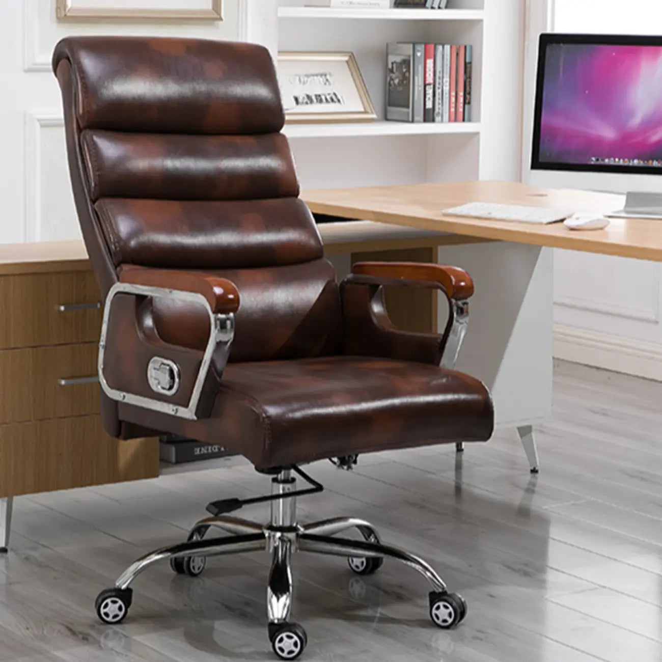 Black Leather Tilt Swivel Office Chair