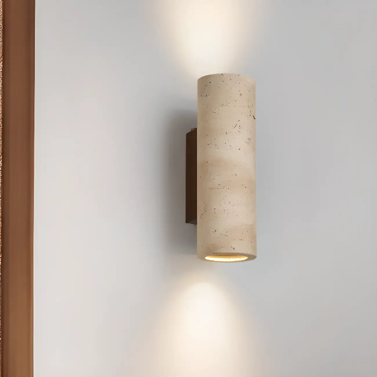 Cylinder Indoor Modern Beige Stone Wall Sconce Light Hardwired