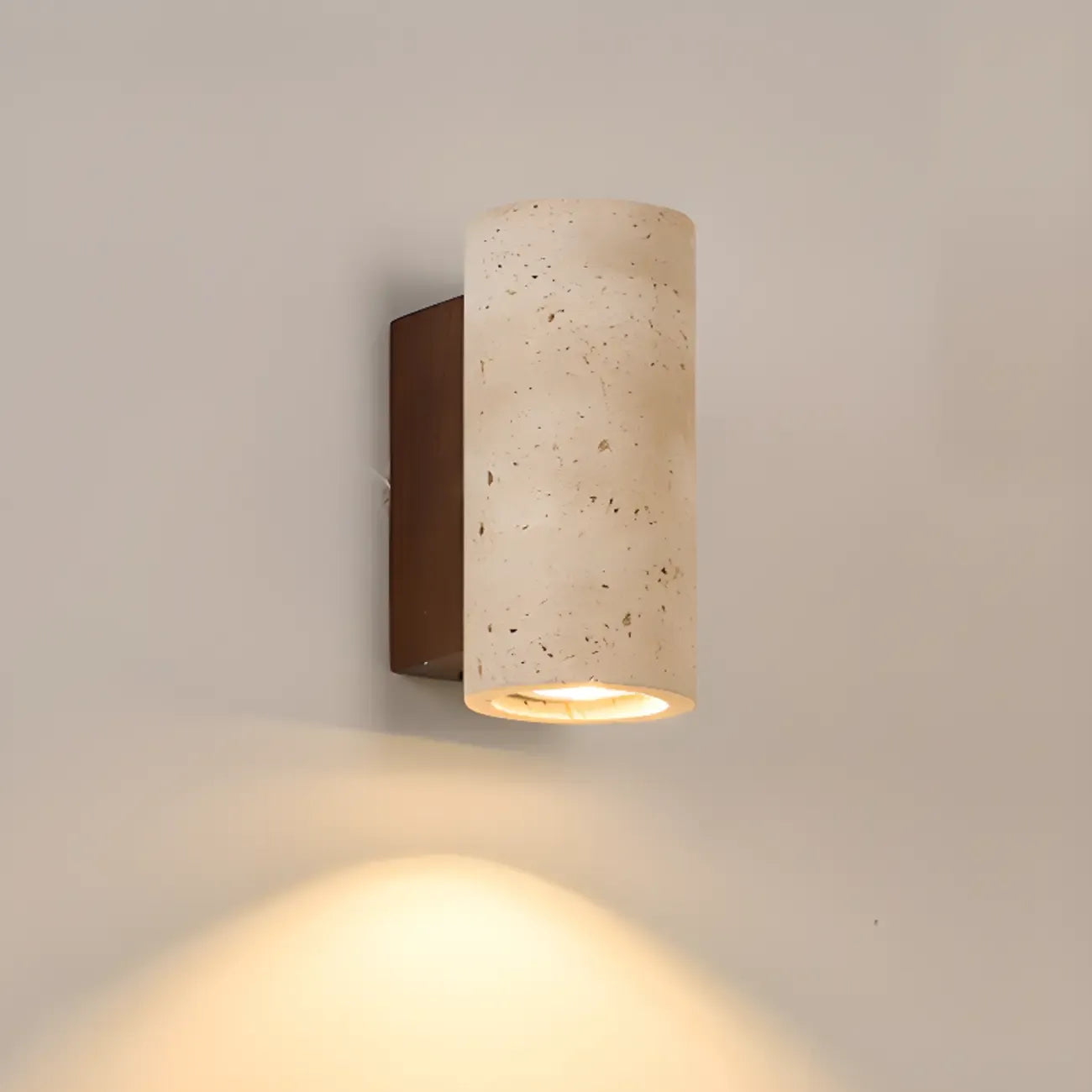 Cylinder Indoor Modern Beige Stone Wall Sconce Light Hardwired