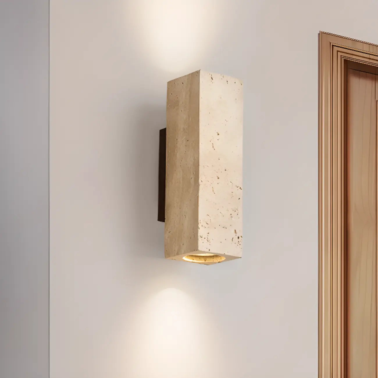 Cylinder Indoor Modern Beige Stone Wall Sconce Light Hardwired