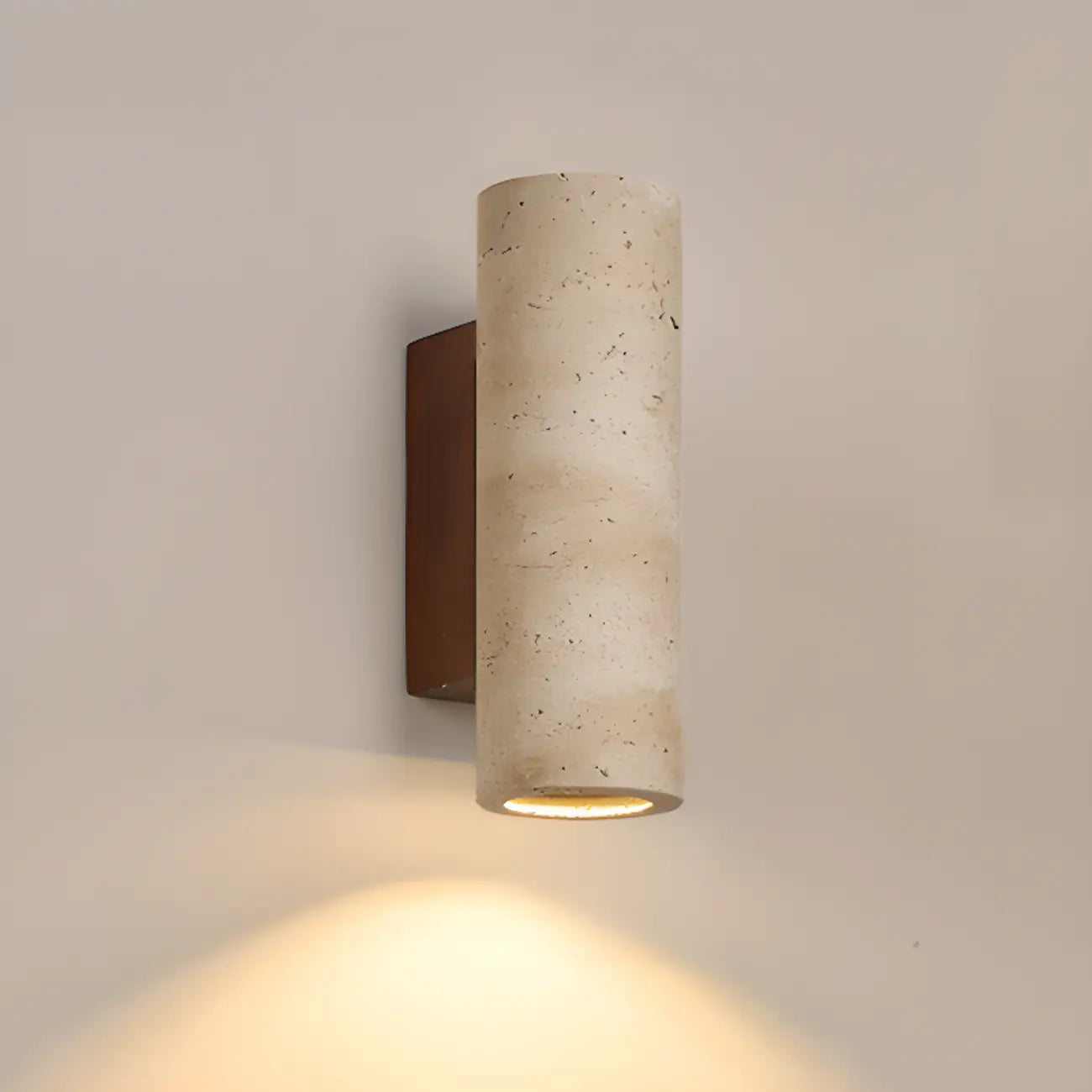 Cylinder Indoor Modern Beige Stone Wall Sconce Light Hardwired