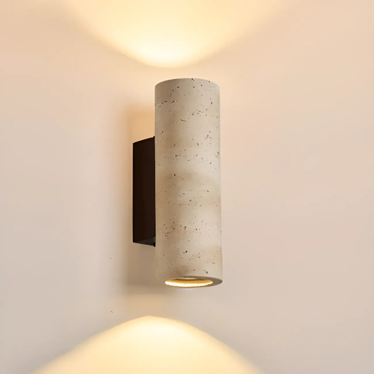 Cylinder Indoor Modern Beige Stone Wall Sconce Light Hardwired