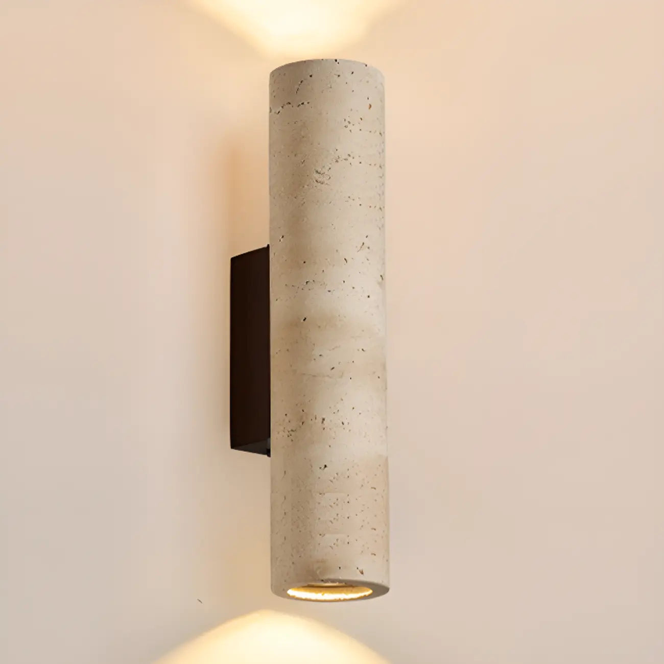 Cylinder Indoor Modern Beige Stone Wall Sconce Light Hardwired