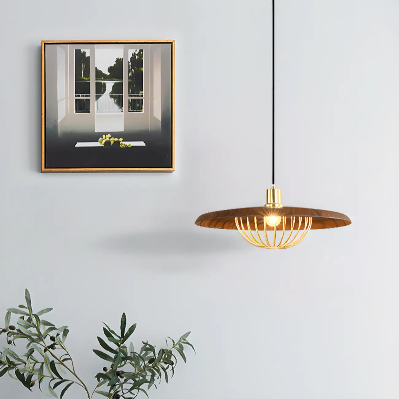 Chic Round Gold Hanging Pendant Light for Indoor