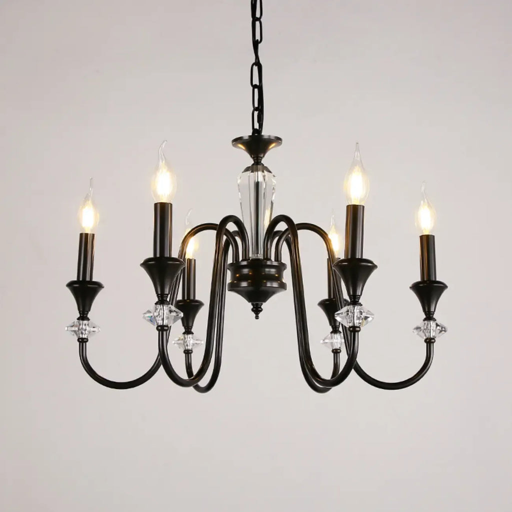 Industrial Black Glass Candelabra Chandelier in 3-10 Lights
