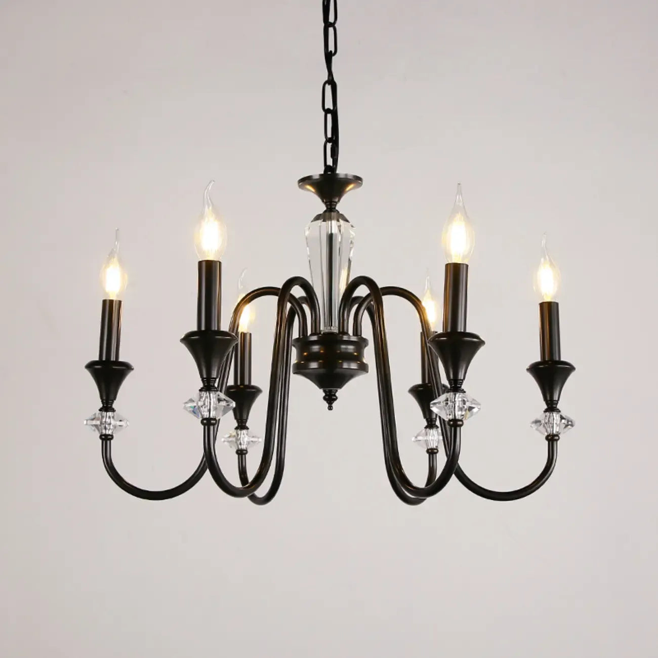 Industrial Black Glass Candelabra Chandelier in 3-10 Lights