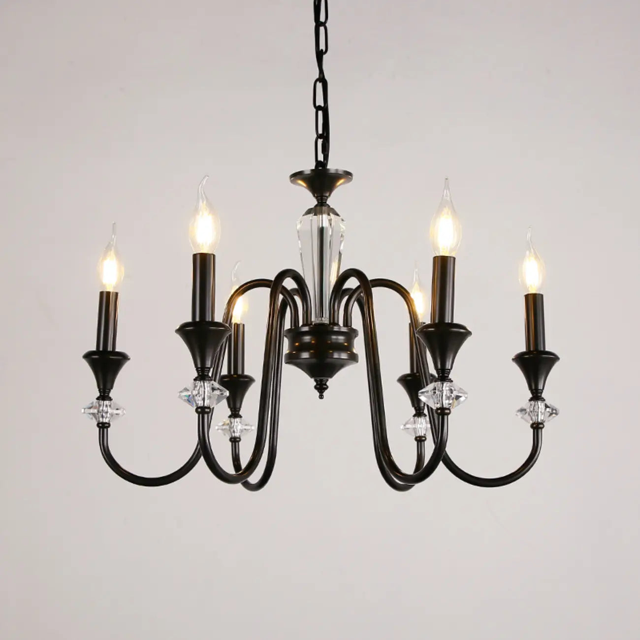 Industrial Black Glass Candelabra Chandelier in 3-10 Lights