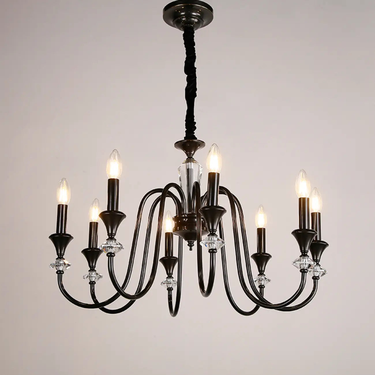 Industrial Black Glass Candelabra Chandelier in 3-10 Lights