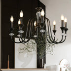 Industrial Black Glass Candelabra Chandelier in 3-10 Lights