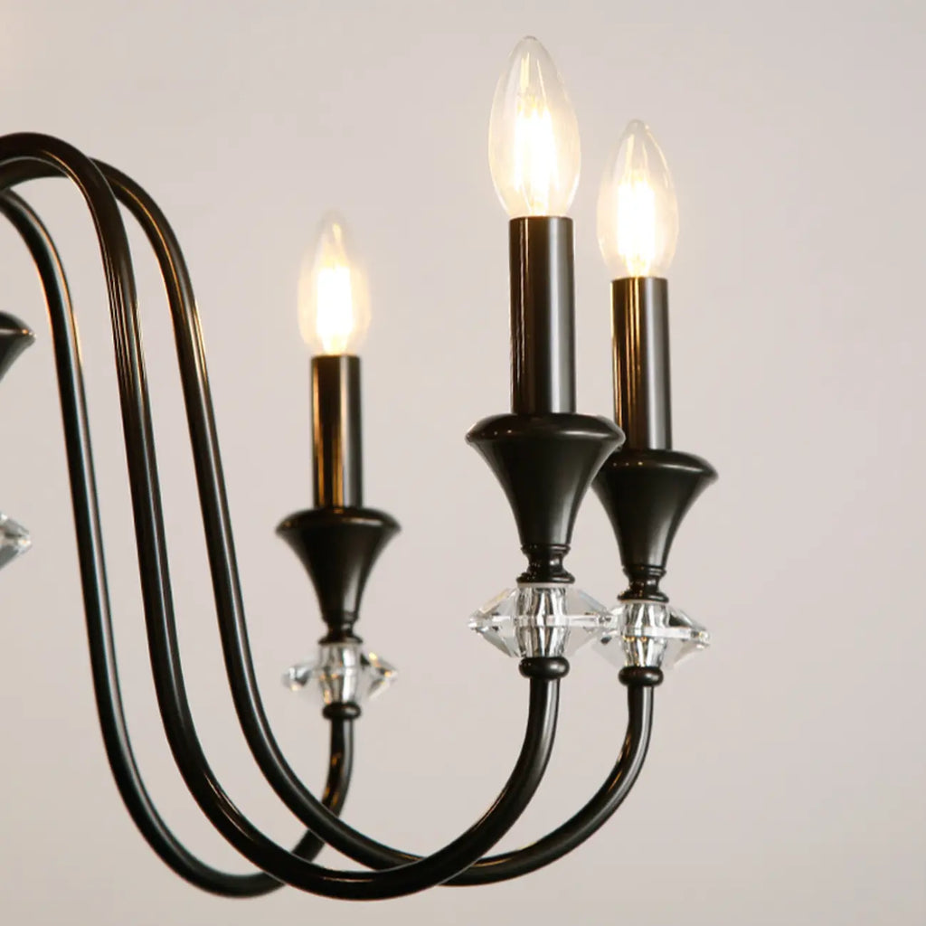 Industrial Black Glass Candelabra Chandelier in 3-10 Lights