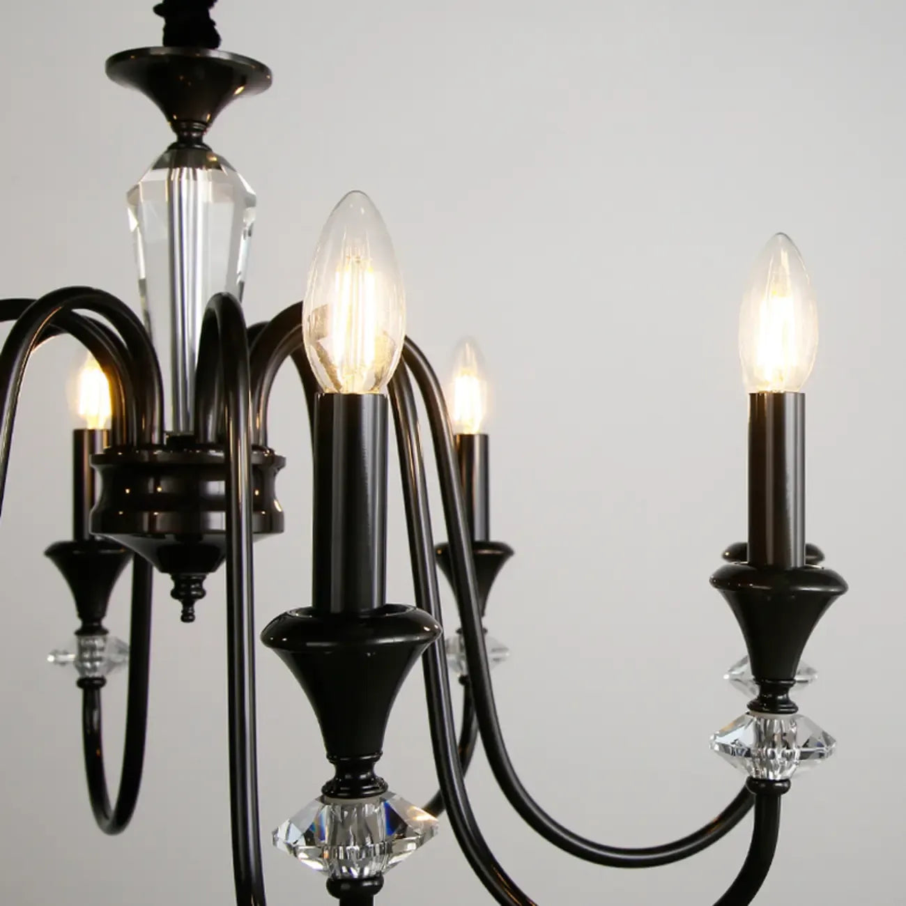Industrial Black Glass Candelabra Chandelier in 3-10 Lights