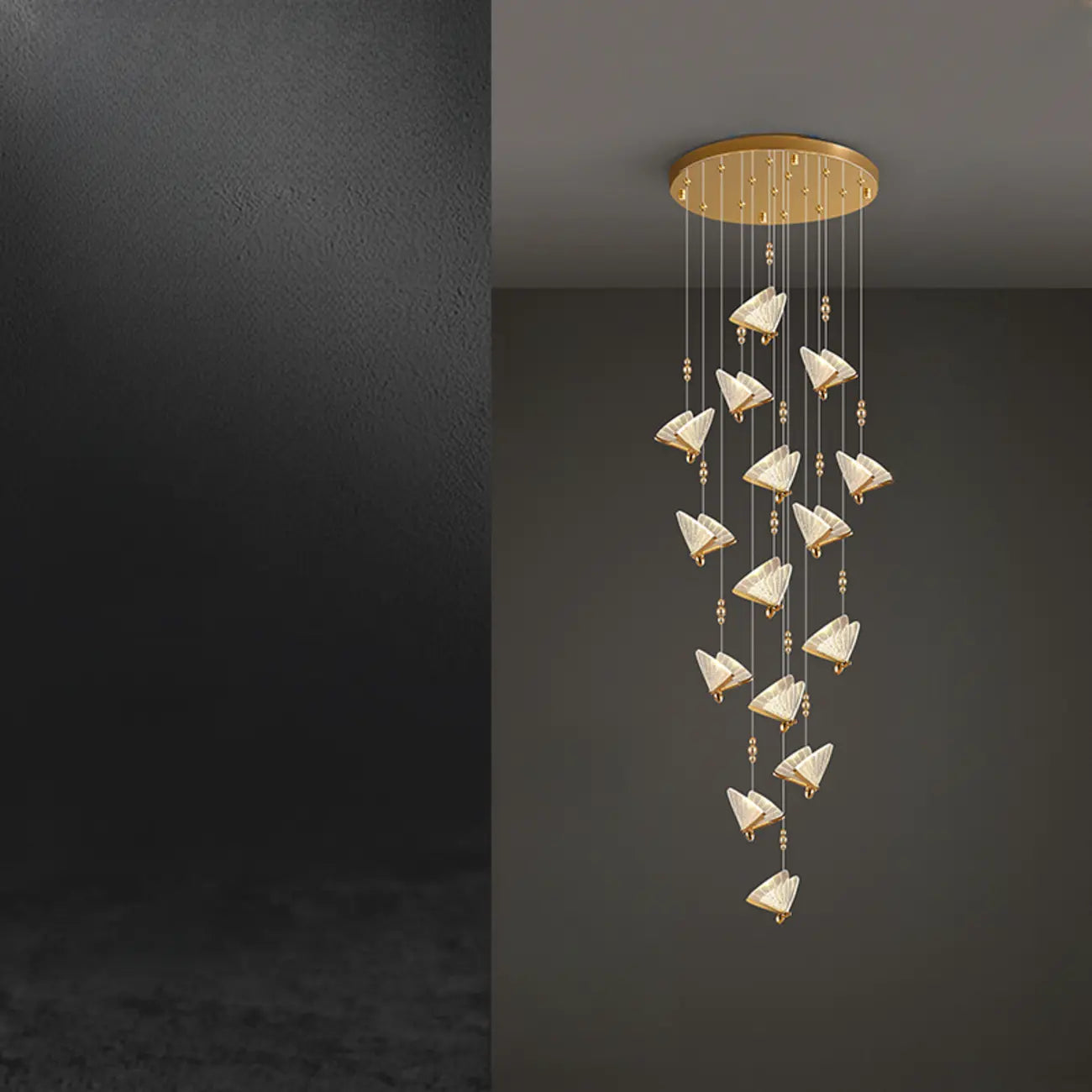 Modern Crystal Linear Butterfly Chandelier Light with Remote
