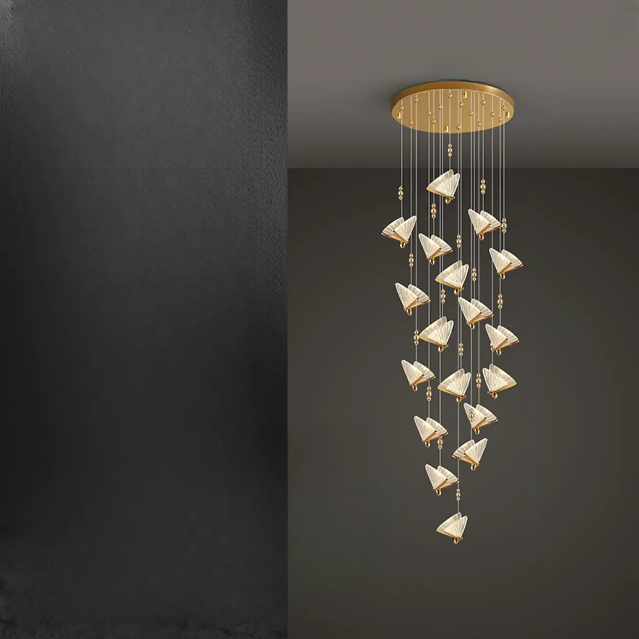 Modern Crystal Linear Butterfly Chandelier Light with Remote
