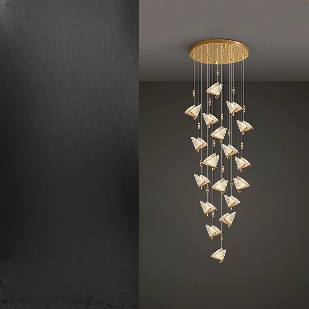 Modern Crystal Linear Butterfly Chandelier Light with Remote